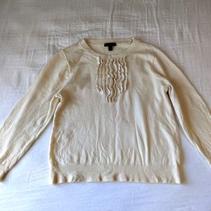 J. Crew 100% Merino Wool Sweater Ruffle Chest